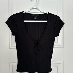 Forever 21 Black Ribbed T-Shirt